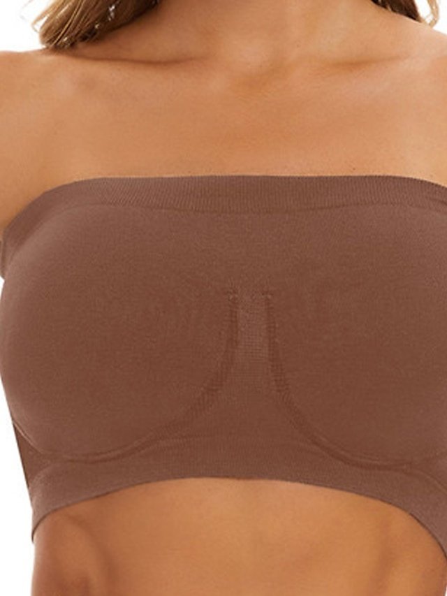 Casual Full Coverage Solid Scoop Neck Strapless Tube Bra - Image 1