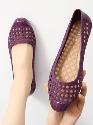 Casual Hollow Slip-On Navy Flats - Image 11