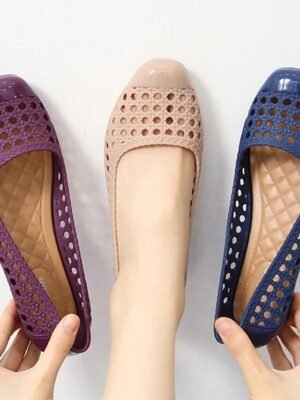 Casual Hollow Slip-On Navy Flats - Image 14