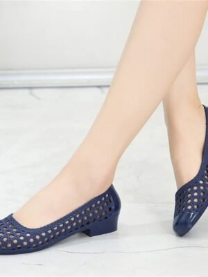 Casual Hollow Slip-On Navy Flats - Image 2