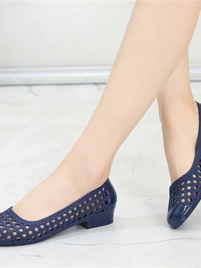 Casual Hollow Slip-On Navy Flats - Image 2