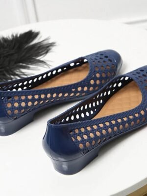 Casual Hollow Slip-On Navy Flats - Image 4