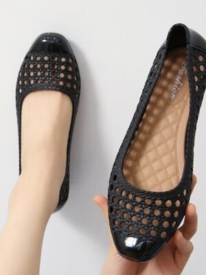 Casual Hollow Slip-On Navy Flats - Image 6