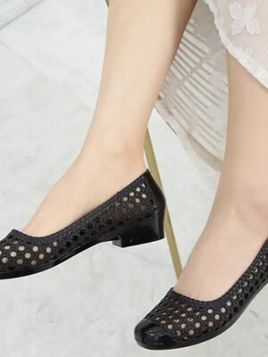 Casual Hollow Slip-On Navy Flats - Image 7