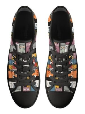 Casual Lace-Up Colourful Cat Print Sneakers - Image 10