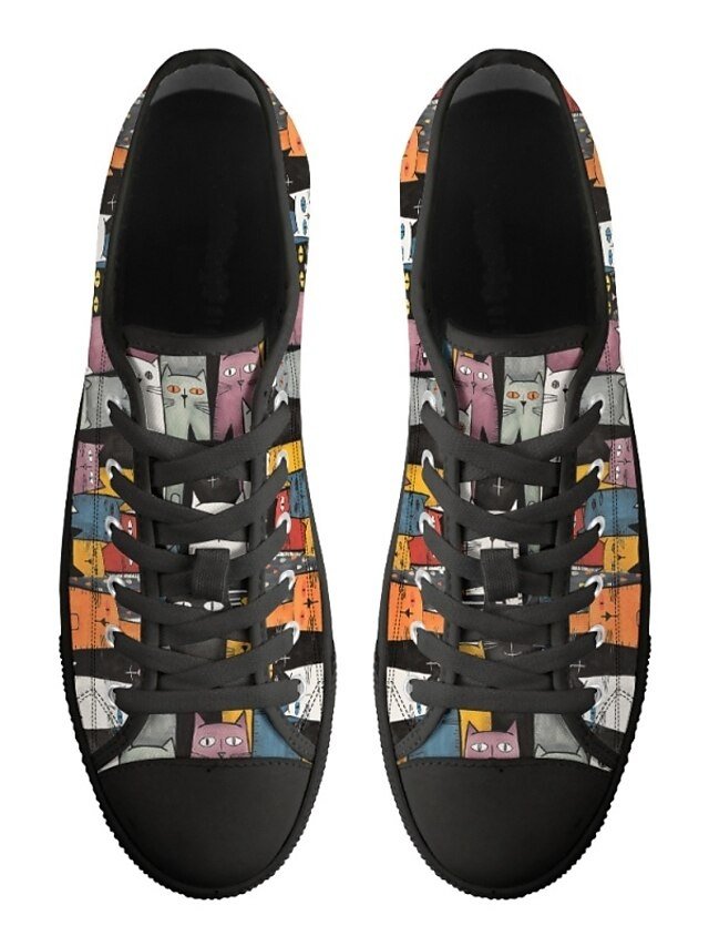 Casual Lace-Up Colourful Cat Print Sneakers - Image 10