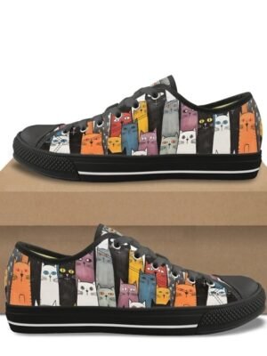 Casual Lace-Up Colourful Cat Print Sneakers - Image 7