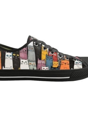 Casual Lace-Up Colourful Cat Print Sneakers - Image 8