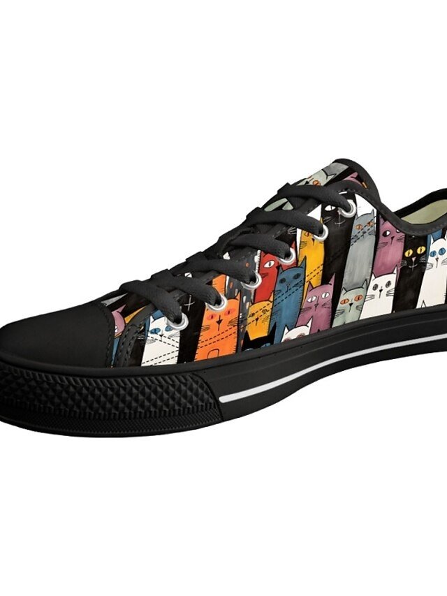 Casual Lace-Up Colourful Cat Print Sneakers - Image 9