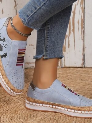 Casual Loose Cartoon Round Toe Flat Slip-On Sneakers - Image 11