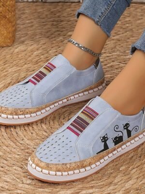 Casual Loose Cartoon Round Toe Flat Slip-On Sneakers - Image 12