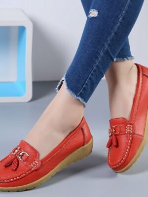 Casual Minimalism Flat Heel Solid Color Square Toe Slip-Ons - Image 1
