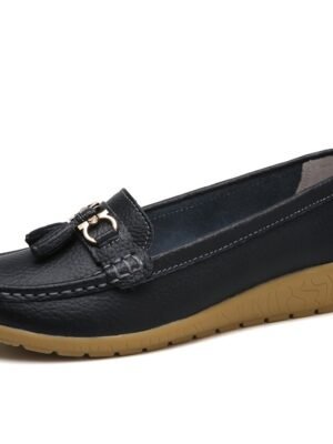 Casual Minimalism Flat Heel Solid Color Square Toe Slip-Ons - Image 10