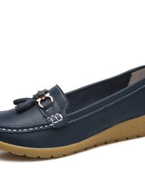 Casual Minimalism Flat Heel Solid Color Square Toe Slip-Ons - Image 14