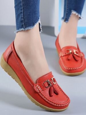 Casual Minimalism Flat Heel Solid Color Square Toe Slip-Ons - Image 2