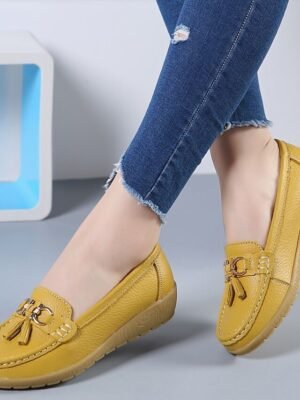 Casual Minimalism Flat Heel Solid Color Square Toe Slip-Ons - Image 3