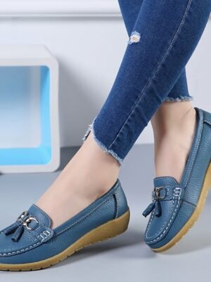 Casual Minimalism Flat Heel Solid Color Square Toe Slip-Ons - Image 6