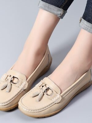 Casual Minimalism Flat Heel Solid Color Square Toe Slip-Ons - Image 7