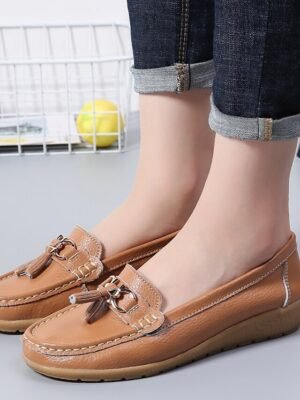 Casual Minimalism Flat Heel Solid Color Square Toe Slip-Ons - Image 8