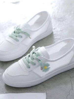 Casual Minimalism Floral Round Toe Mesh Summer Loafer Sneakers - Image 1
