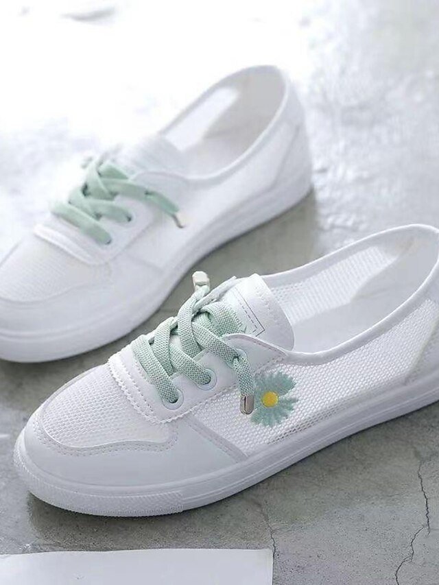 Casual Minimalism Floral Round Toe Mesh Summer Loafer Sneakers - Image 2