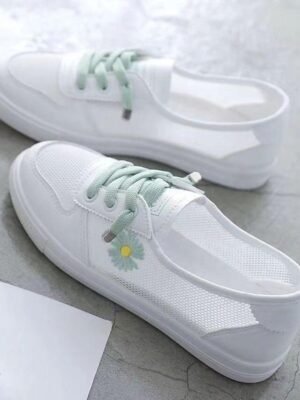 Casual Minimalism Floral Round Toe Mesh Summer Loafer Sneakers - Image 4