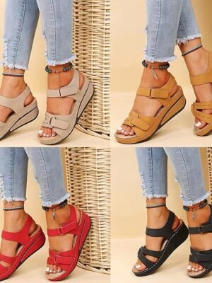 Casual Open-Toe Adjustable Strap Wedge Sandals - Image 6