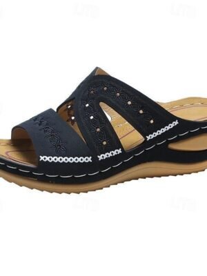 Casual Open-Toe Cushioned Sole Cut-Out Slide Sandals - Image 3