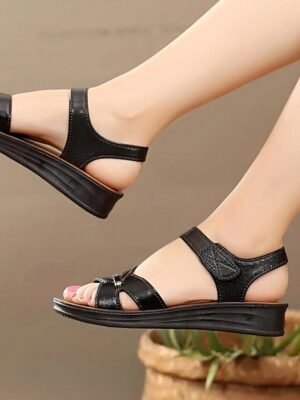 Casual Open Toe Velcro Strap Cushioned Sole Sandals - Image 9