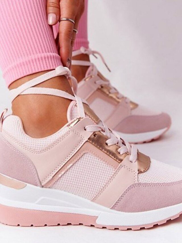 Casual Platform Metallic Accent Wedge Sneakers - Image 2