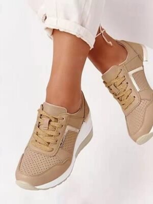 Casual Platform Metallic Accent Wedge Sneakers - Image 7