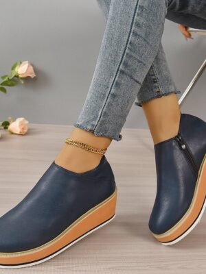 Casual Platform Wedge Ankle Boots - Image 16