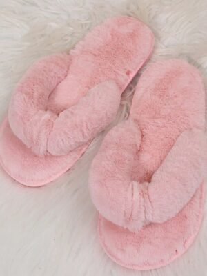 Casual Plush Fuzzy Open Toe Flat Slippers - Image 16