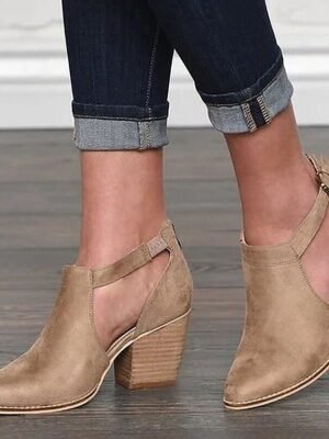 Casual Pointed Toe Suede Buckle Ankle Boots - Image 1