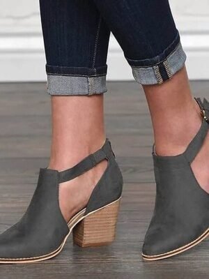 Casual Pointed Toe Suede Buckle Ankle Boots - Image 5