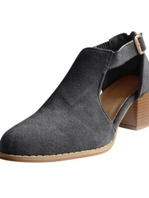 Casual Pointed Toe Suede Buckle Ankle Boots - Image 6
