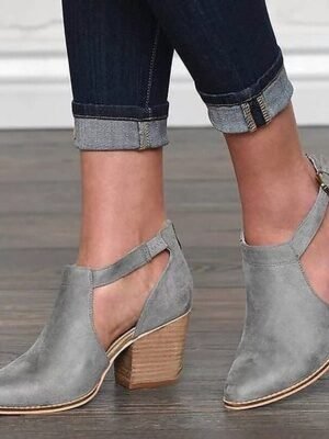 Casual Pointed Toe Suede Buckle Ankle Boots - Image 7