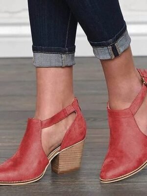 Casual Pointed Toe Suede Buckle Ankle Boots - Image 8