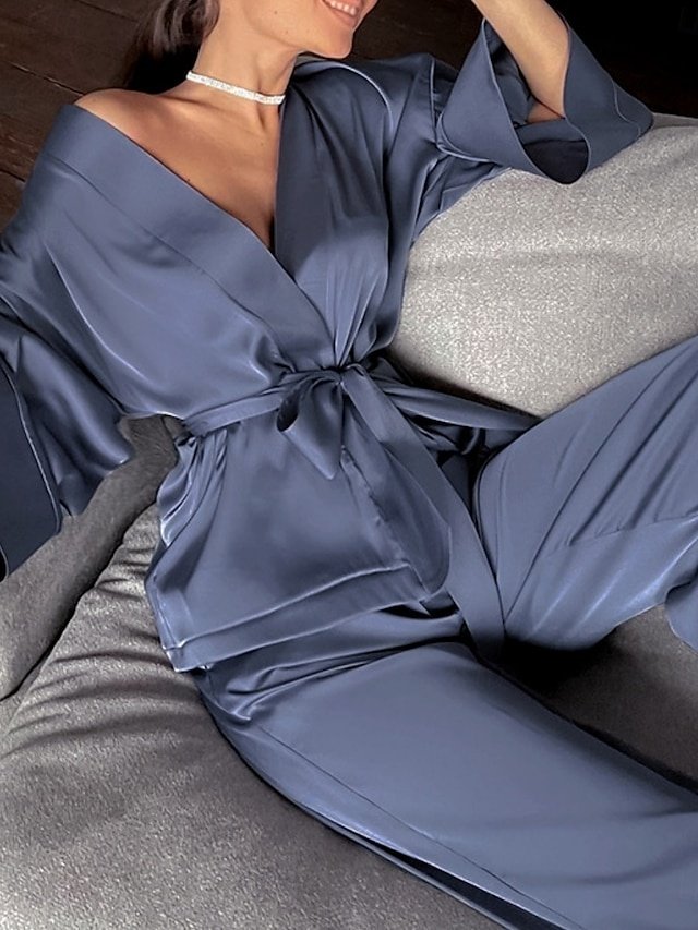 Casual Regular Fit Pure Colour V Neck Half Sleeve Pajama Set - Image 1