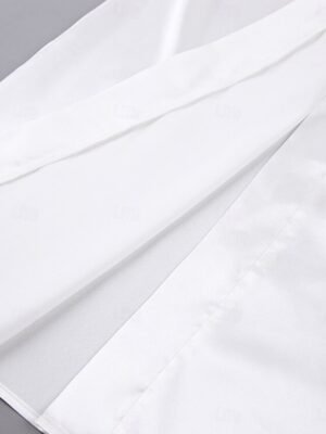 Casual Regular Fit Pure Colour V Neck Long Sleeve Robe - Image 10