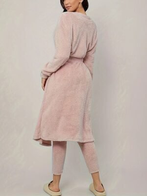 Casual Regular Fit Solid Crew Neck Long Sleeve Pants Set - Image 2