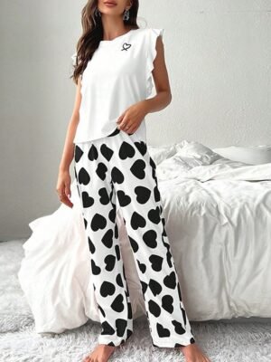 Casual Regular Heart Crew Neck Sleeveless Pajama Set - Image 7