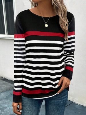 Casual Regular Print Crew Neck Long Sleeve Tops - Image 4