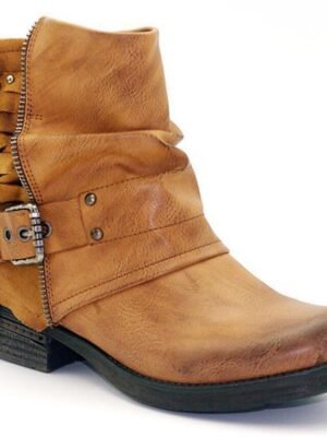 Casual Retro Studded Straps Round Toe Ankle Boots - Image 6