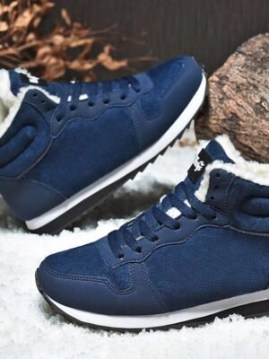 Casual Round Toe Faux Suede Lace-Up Winter Sneakers - Image 11