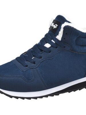 Casual Round Toe Faux Suede Lace-Up Winter Sneakers - Image 14