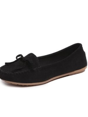 Casual Slip-On Bow Detail Synthetic Leather Flats - Image 8