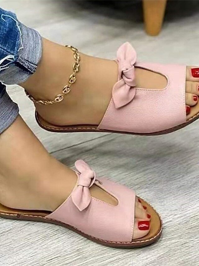 Casual Slip-On Bow Open-Toe Sandals - Image 1