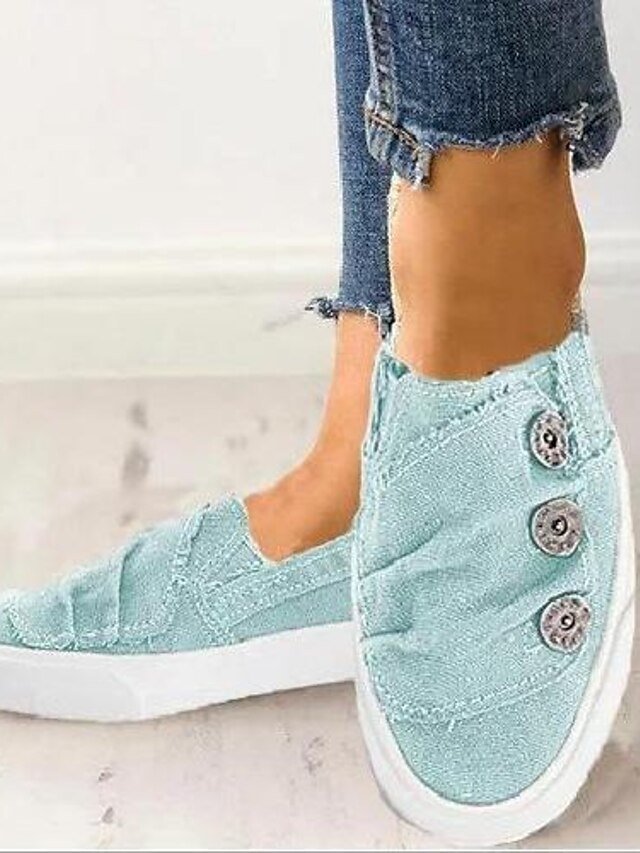 Casual Slip-On Canvas Sneakers with Button Detail - Image 1