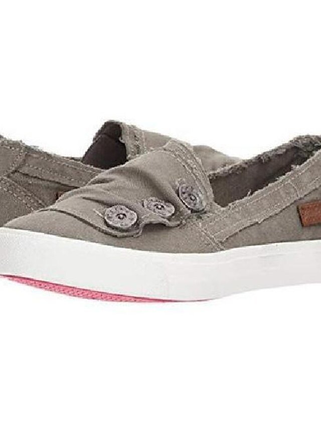 Casual Slip-On Canvas Sneakers with Button Detail - Image 4